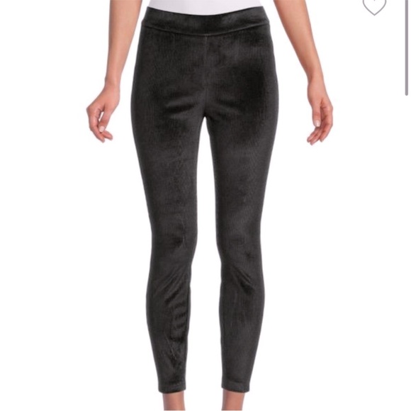 Nanette Lepore high rise black velvet corduroy leggings-Size Large - Picture 1 of 5